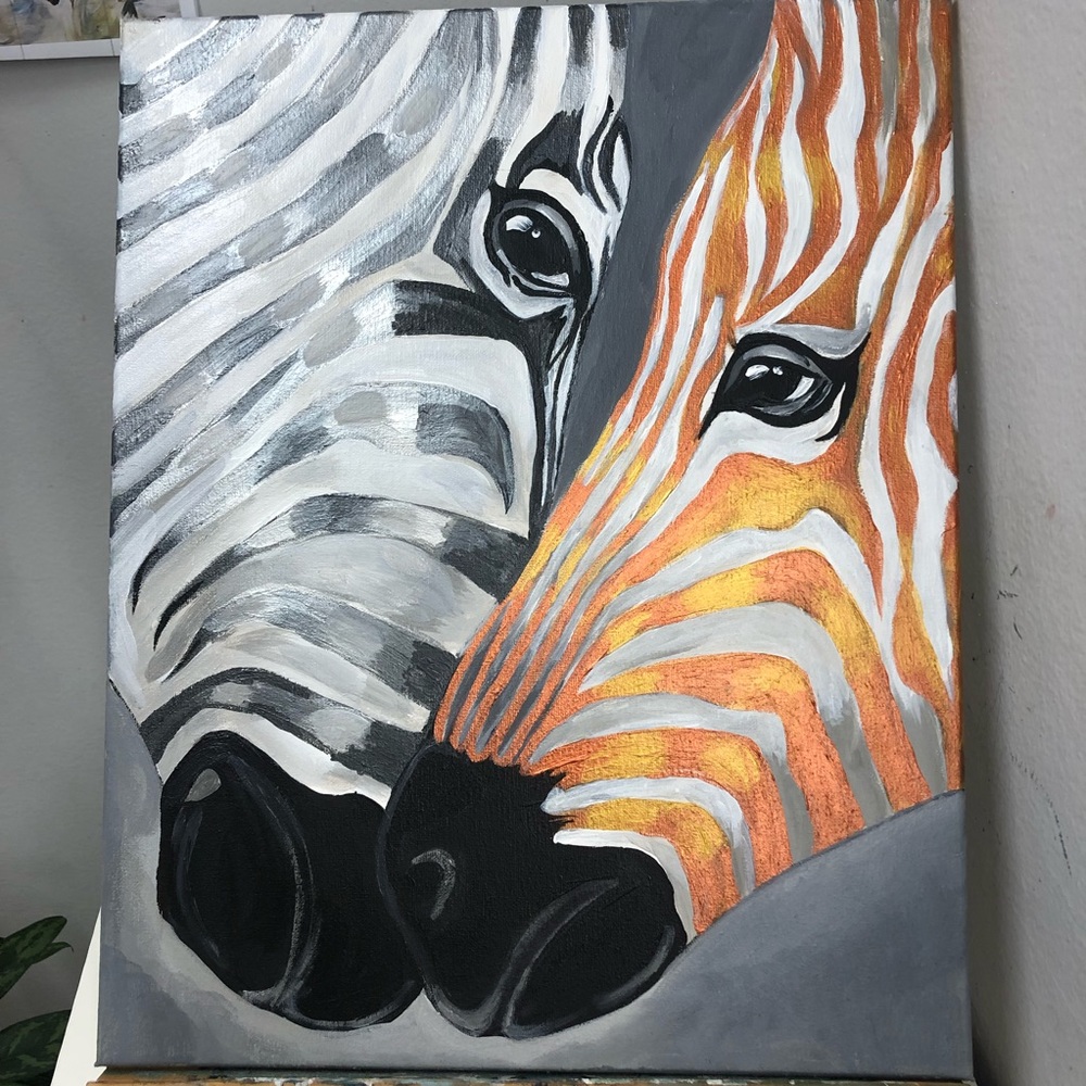 NEW Acrylic Zebras Painting Size 16x20